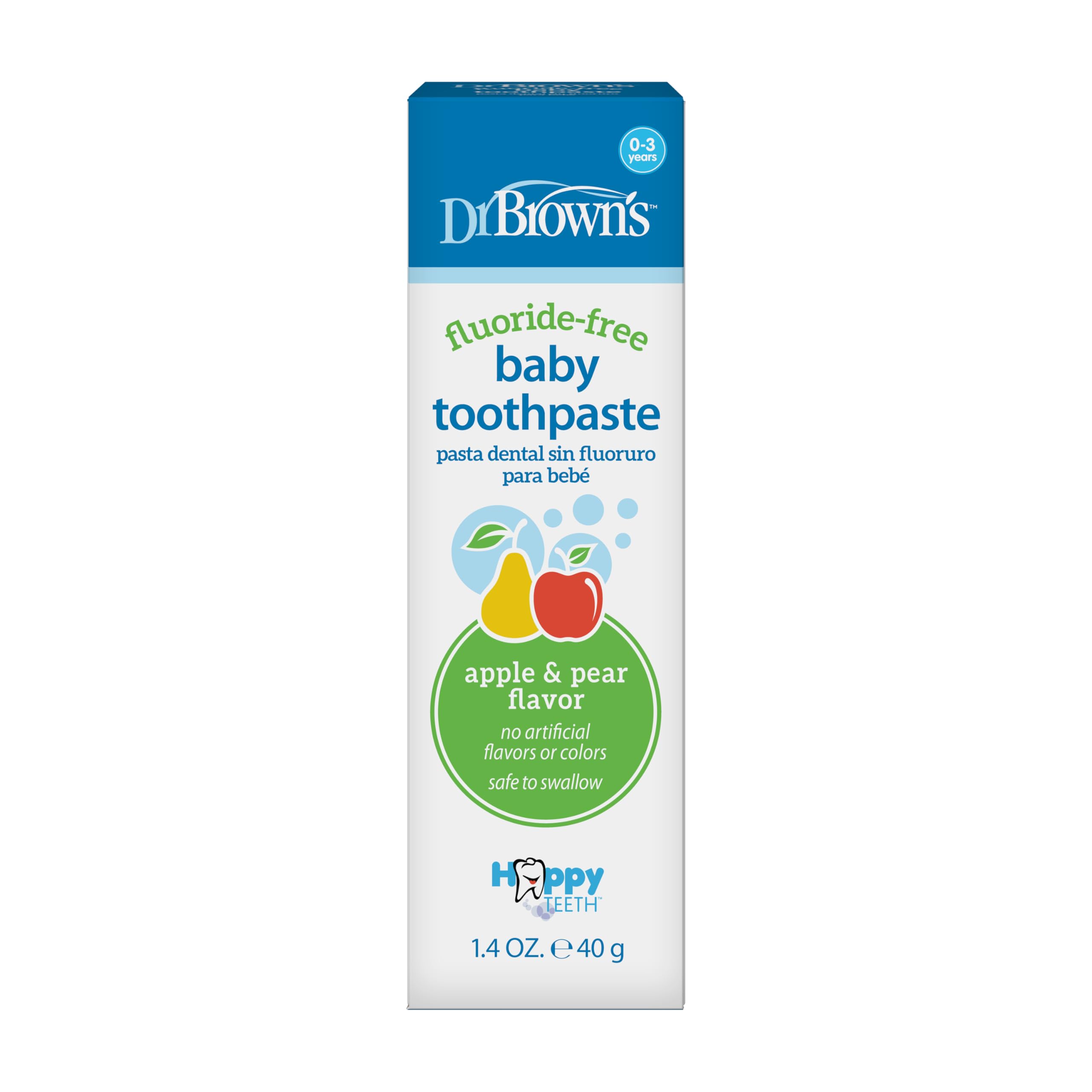 Dr. Brown’s Fluoride-Free Baby Toothpaste, Infant & Toddler Oral Care Apple Pear 1-Pack 1.4oz/40g, 0-3 years - 3