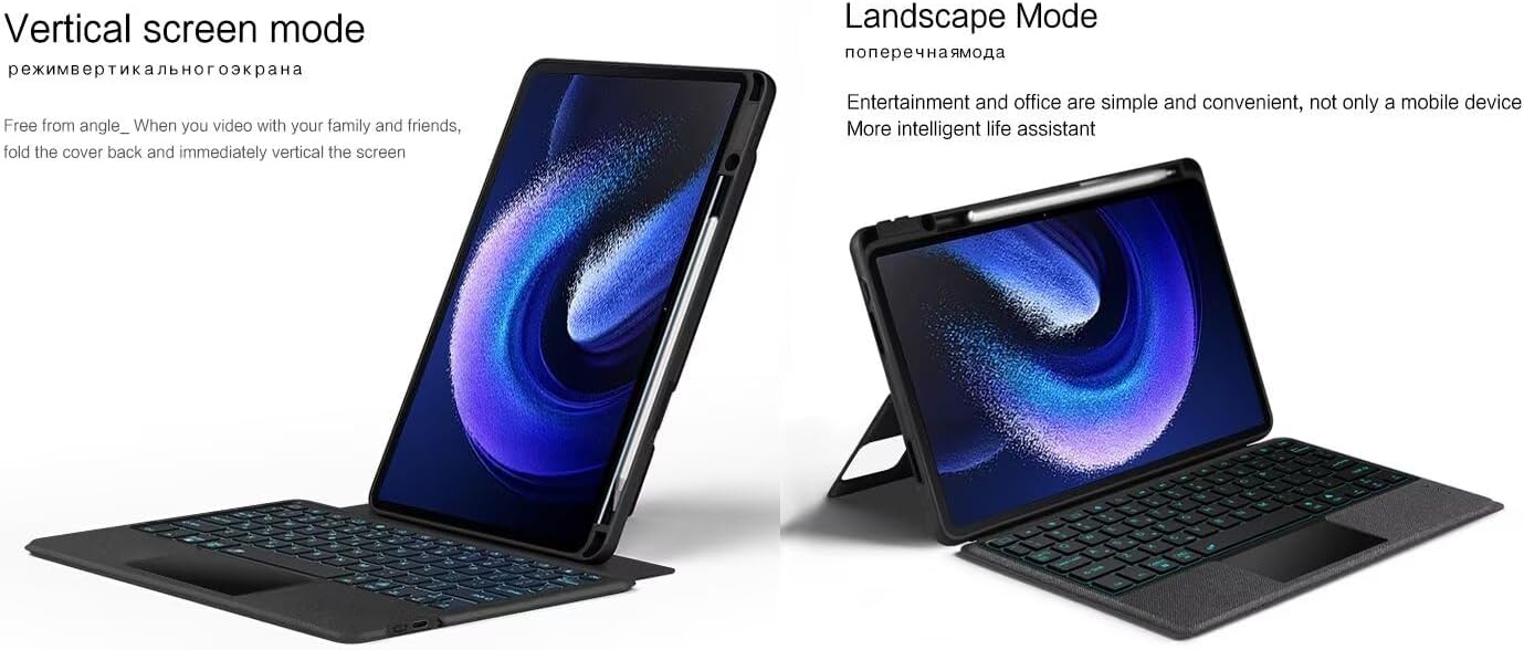 Keyboard Case Compatible with Xiaomi Pad 6/6 Pro, Bluetooth Magnetic Detachable Keyboard with Touchpad, Case with Portrait/Landscape Viewing (Xiaomi Pad 6/6 Pro)