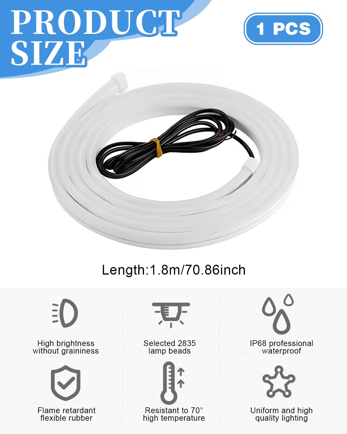 Luci a LED Esterne per Auto 180cm Scan Start Striscia Luminosa per Cofano 12V Luce di Marcia Diurna Flessibile IP65 Impermeabile per SUV, Camion