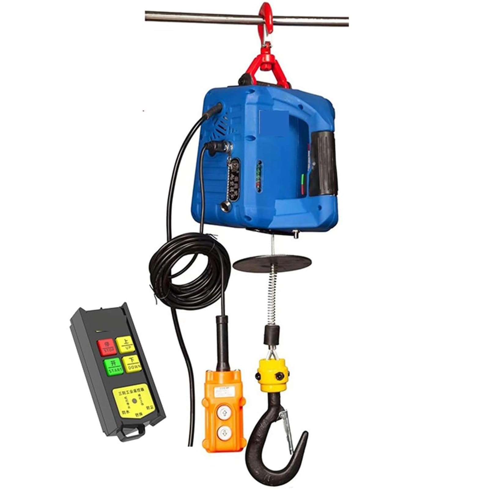 BankiE Tragbarer elektrischer Hebekran, 100–500 kg, Upgrade der elektrischen Winde mit Fernbedienung, Stahldrahtseil-Hebezeug 220 V,200KG