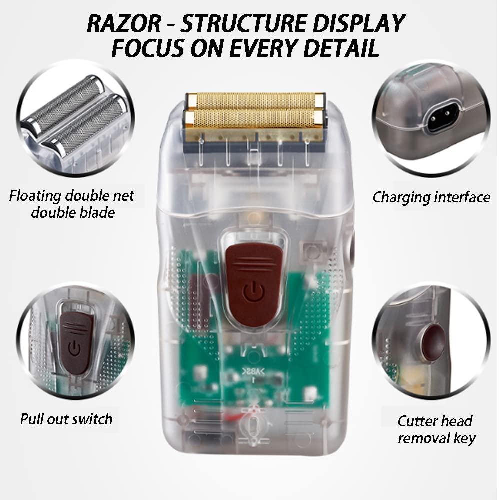 Rasoio elettrico e tagliacapelli da uomo, 2 in 1, multifunzione, ricaricabile tramite USB, senza fili, con rasoio di precisione, 100% impermeabile, bagnato e asciutto