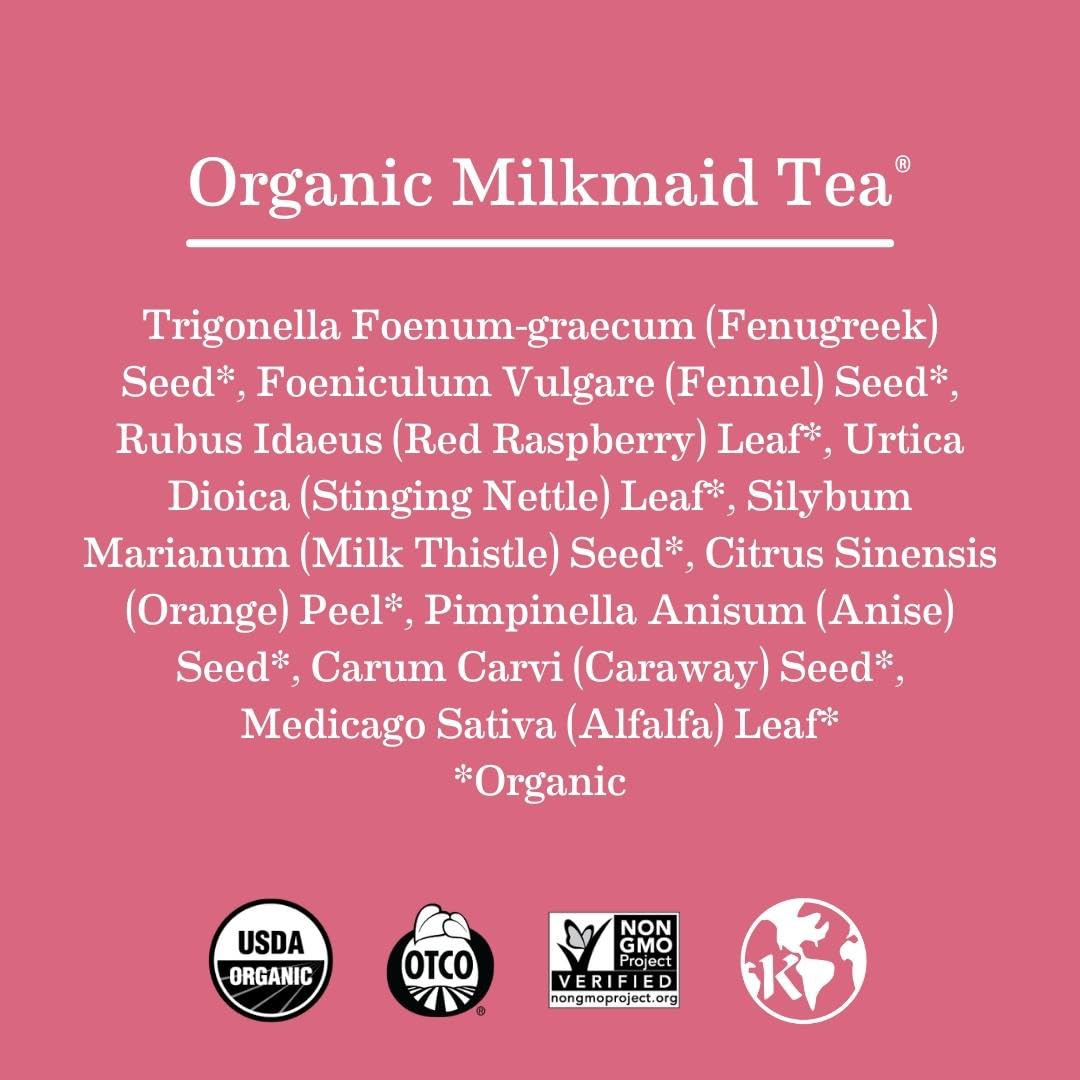 Earth Mama Organic Milkmaid Tea to Support Healthy Breastfeeding Milk Production, 16 Teabags per Box (3-Pack)
