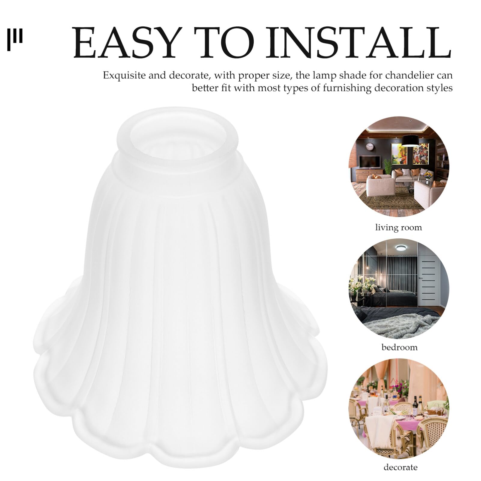 Reemplazo de pantalla de lámpara de vidrio, vidrio esmerilado con forma, 5.70 pulgadas de diámetro, blanco, para lámparas de mesa, lámparas de techo, lámparas colgantes, decoración del hogar 2
