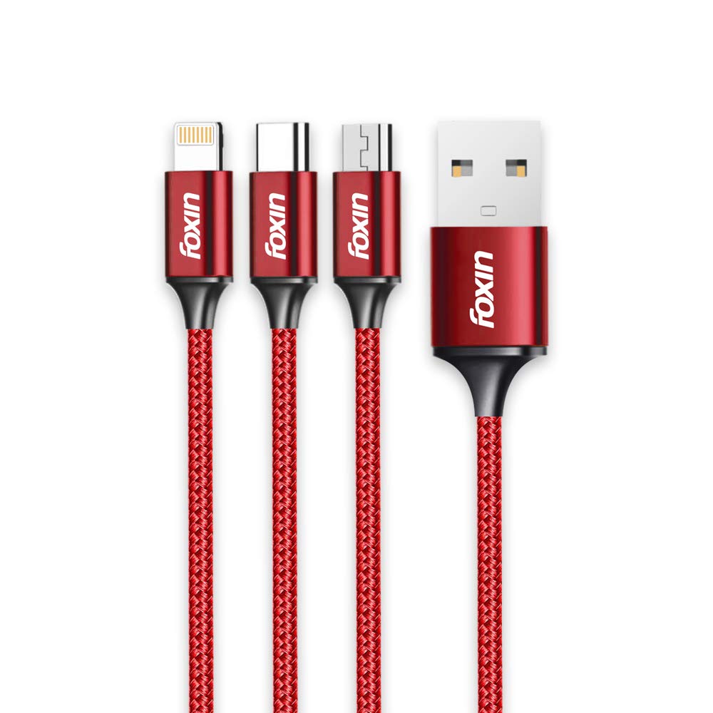 Foxin MAC03 Fast Charging 3 in 1 Multipurpose 1.2 Meters Long 3.0A Cable | Alloy Metal Shell | Kevlar Braided | BIS Certified | Made in India | 180 Days Warranty | Red (B083TFRFWT) Amazon Price History, Amazon Price Tracker