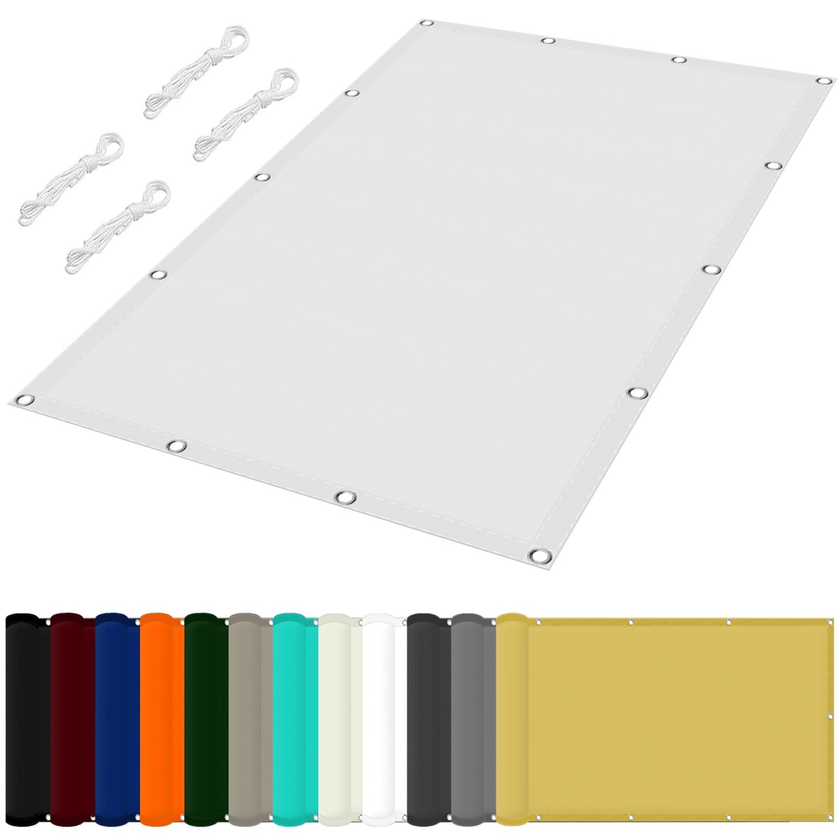 Voile d'ombrage rectangulaire 130x370 cm blanc anti-UV pour extérieur
