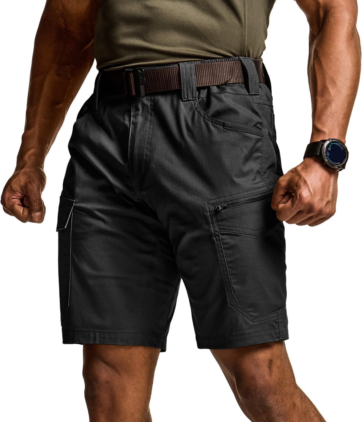 CQR Men's Flex Casual Cargo Shorts, Lightweight Water Resistant Golf Shorts, Stretch Tactical Work Shorts with Multi-Pocket - Image 8