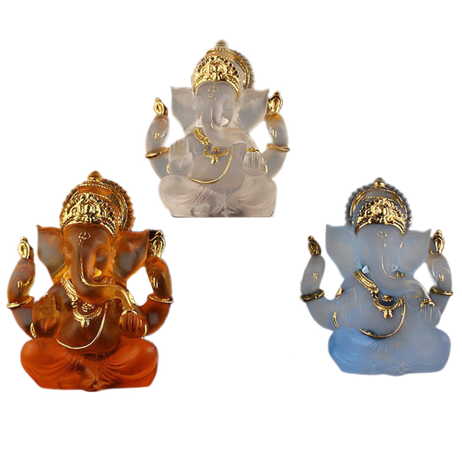 YXCQHZM 3 Pcs Indian Ganesh Idol Car Dashboard Hindu Ganesha Statue Handmade Sculpture Buddha Figurine Decoration