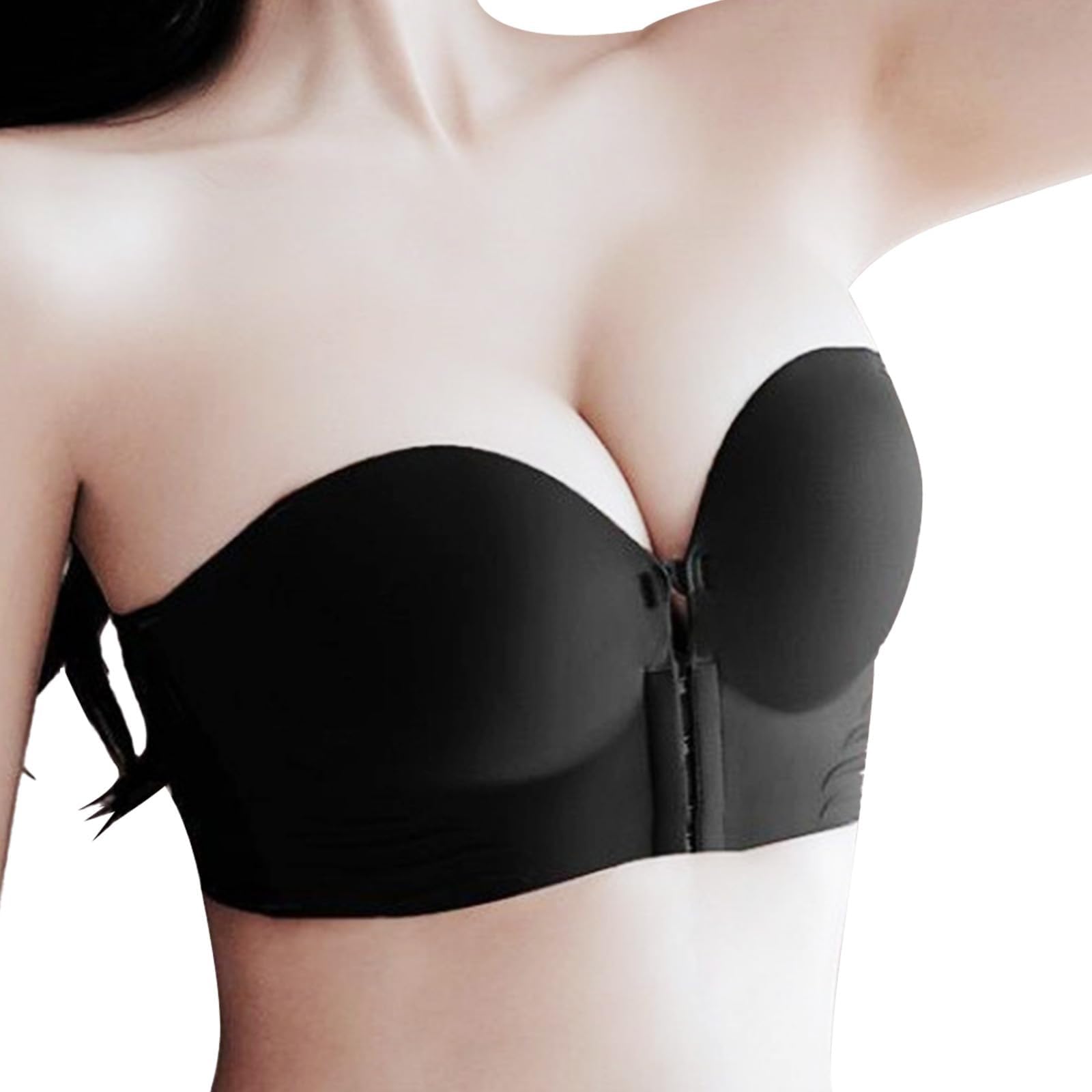 YSJNHX Biustonosz Bandeau Damski wyściełany Push Up Bezszwowe topy Niski tył Duże sportowe UK Plus rozmiar biust Bestie Moda Miękki komfort Wbudowane biustonosze