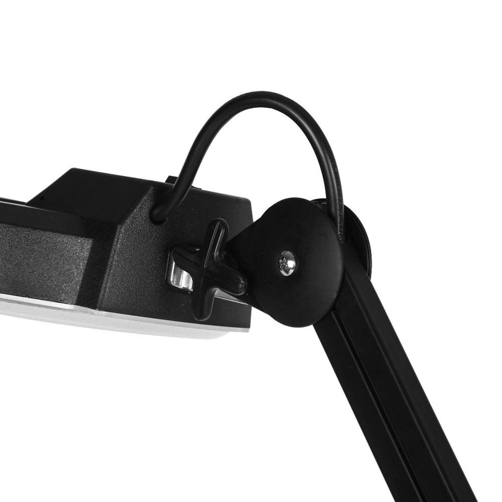 Ejoyous LED Lupenleuchte mit Rolling Standfuß, 5X Dioptrien Verstellbar Bodenstehende Kosmetikleuchte Stehlampe Arbeitsplatzlampe Kosmetik Arbeitsleuchte 220-240V Schwarz