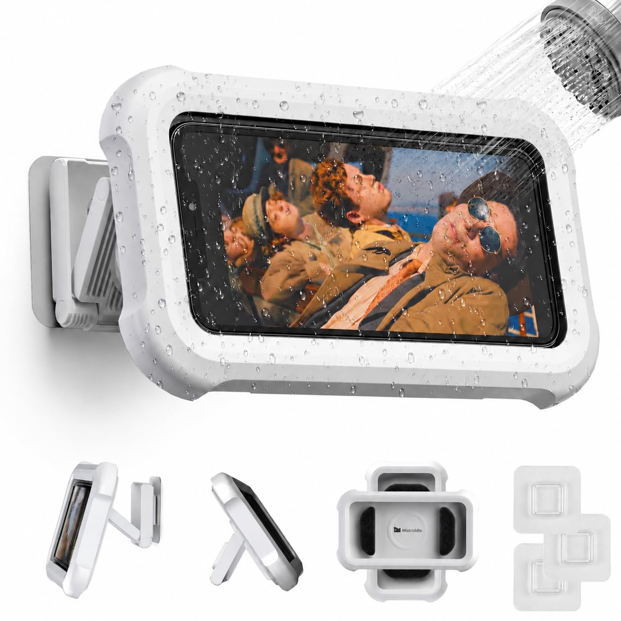 Mistriddle Waterproof Shower Phone Holder, Retractable, 360° Rotation