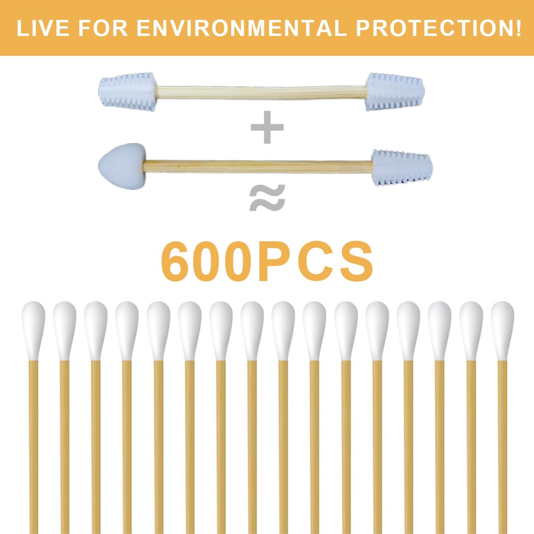 Set di 2 Cotton Fioc Riutilizzabili in Bambù e Silicone con Punta a Spirale per Trucco e Pulizia Orecchie con Custodia Magnetica da Viaggio