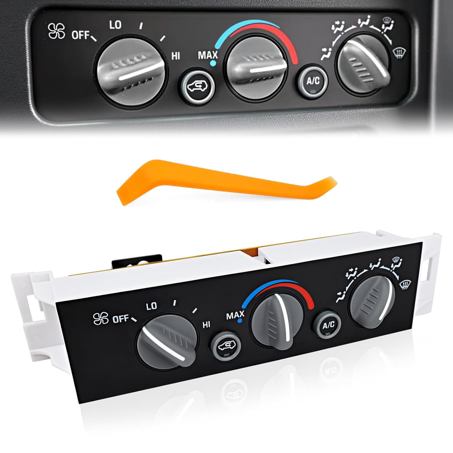 AC Control Panel Compatible with 1996-2000 Chevy Suburban Tahoe GMC Yukon Escalade, Heater HVAC Climate Control Module Unit Without Rear Window Defogger Replace for 599-007 09378815