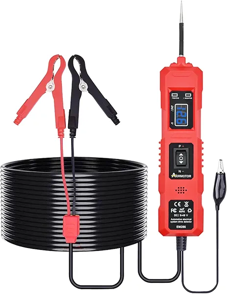 AERMOTOR 6V-48V DC Car Power Circuit Probe Tester with Dual LED Lights,Circuit Tester Automotive,Fuse & Voltage Tester,Electrical Automotive Digital Display Short Finder with 4.5M Cable