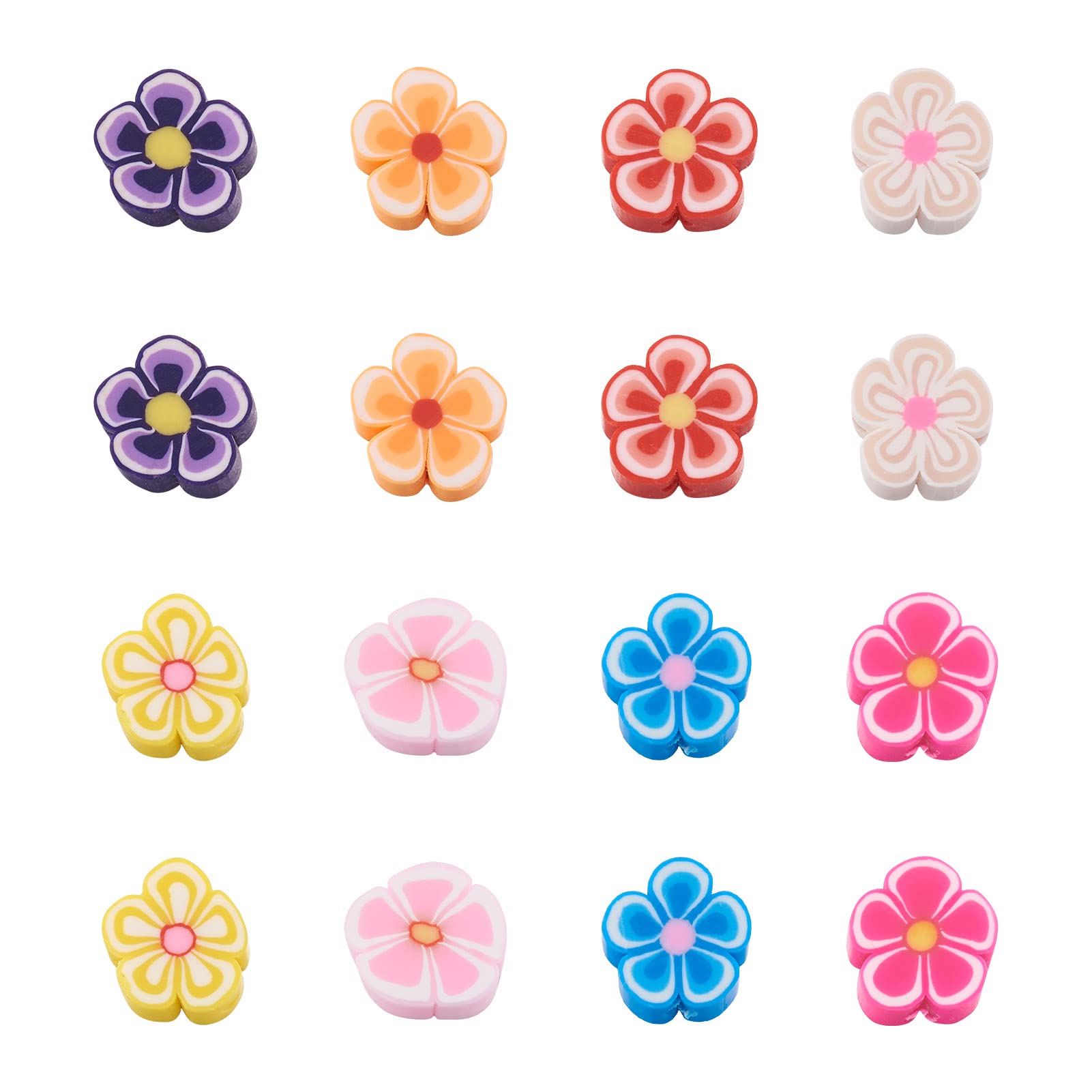 Bestewelry 200pcs Flower Clay Beads Handmade Polymer Clay Beads 8 Colors Floral Loose Beads for DIY Bracelets Necklaces Earrings Jewelry Making