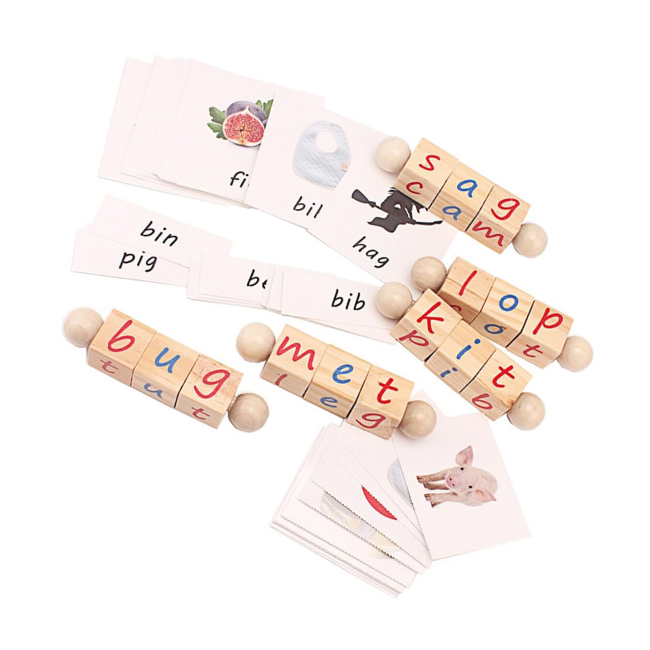 Toddmomy Bloques de Letras Montessori de Madera, 1 Juego, Giratorios