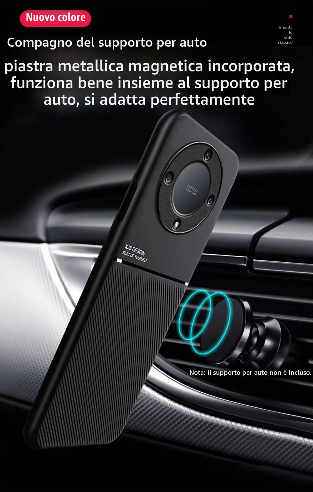 COVER COMAKU ARMOR PER HONOR MAGIC5 LITE 5G CON ANELLO SUPPORTO ROSSO - 2