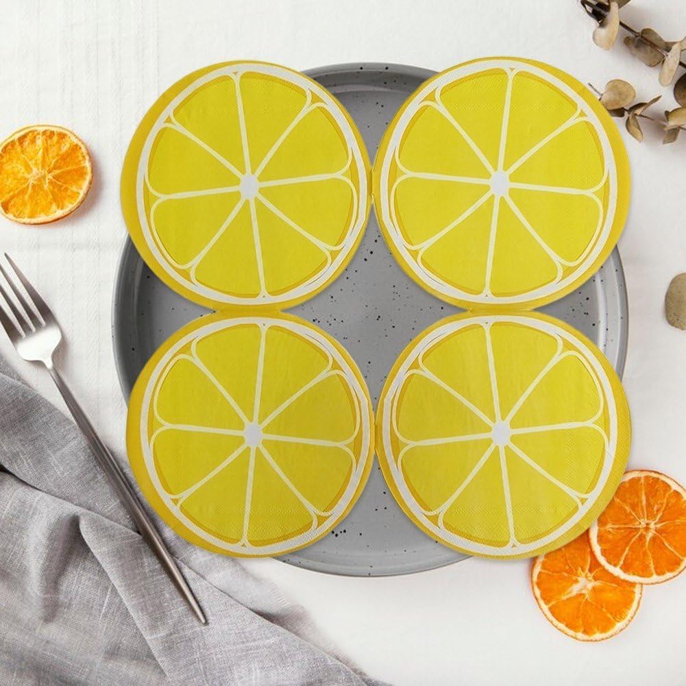 40 Stück Lemon Napkins Servietten Zitronen, Tovaglioli con motivo a limone per decorazione, tovaglioli di limone per compleanni, feste al limone, matrimoni