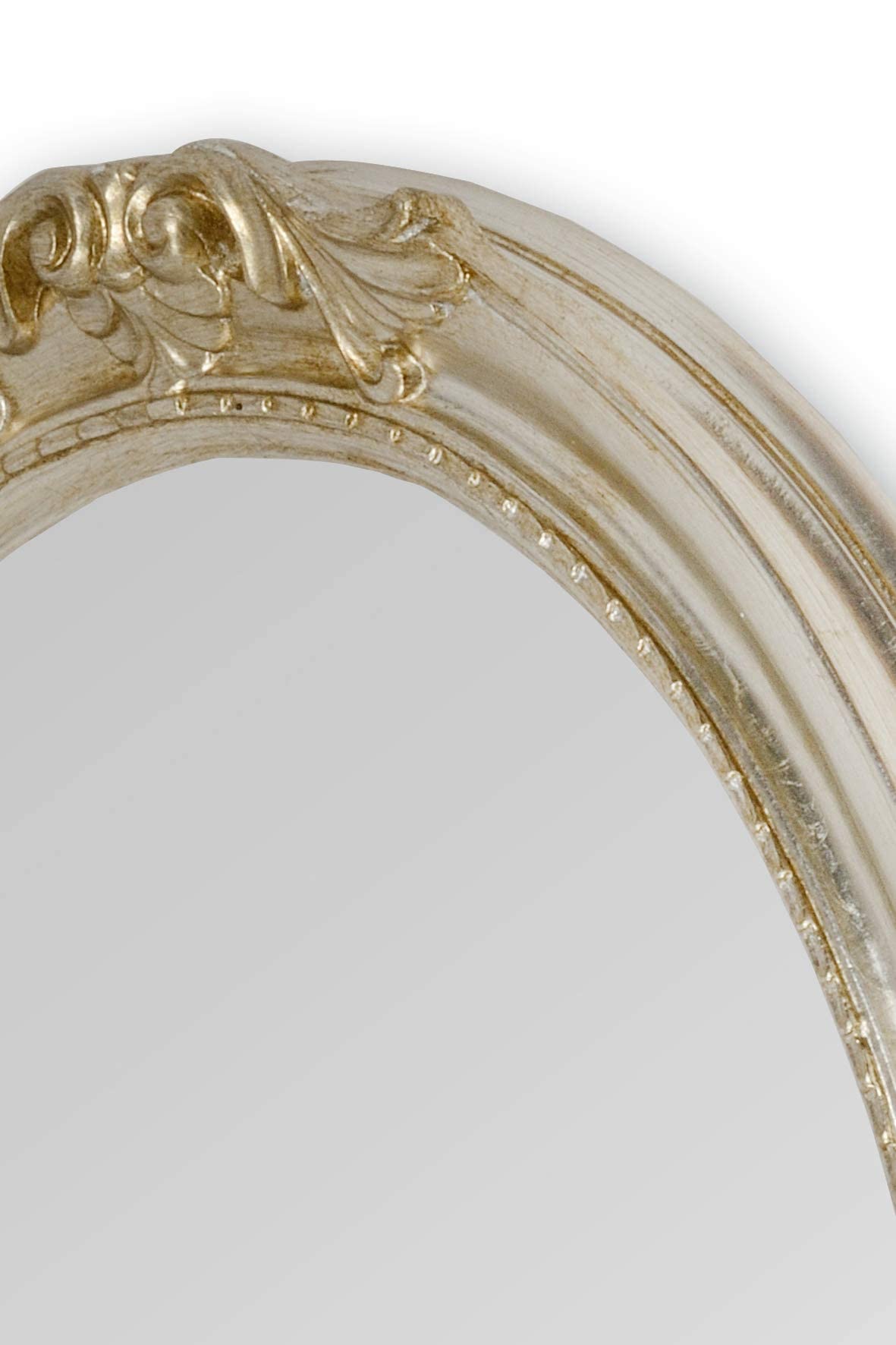 MO.WA Specchio da Parete Ovale 63x83 Specchiera foglia argento cornice legno Made in Italy Specchio classico barocco muro Specchiera barocca Specchi arredo camera da letto ingresso bagno