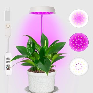 Grow Light, Full Spectrum LED Plant Light for Indoor Plants, Height Adjustable Grow Light Strip, Automatic Timer, 3 Spectrum Modes with White, Yellow, Red, for House Plants