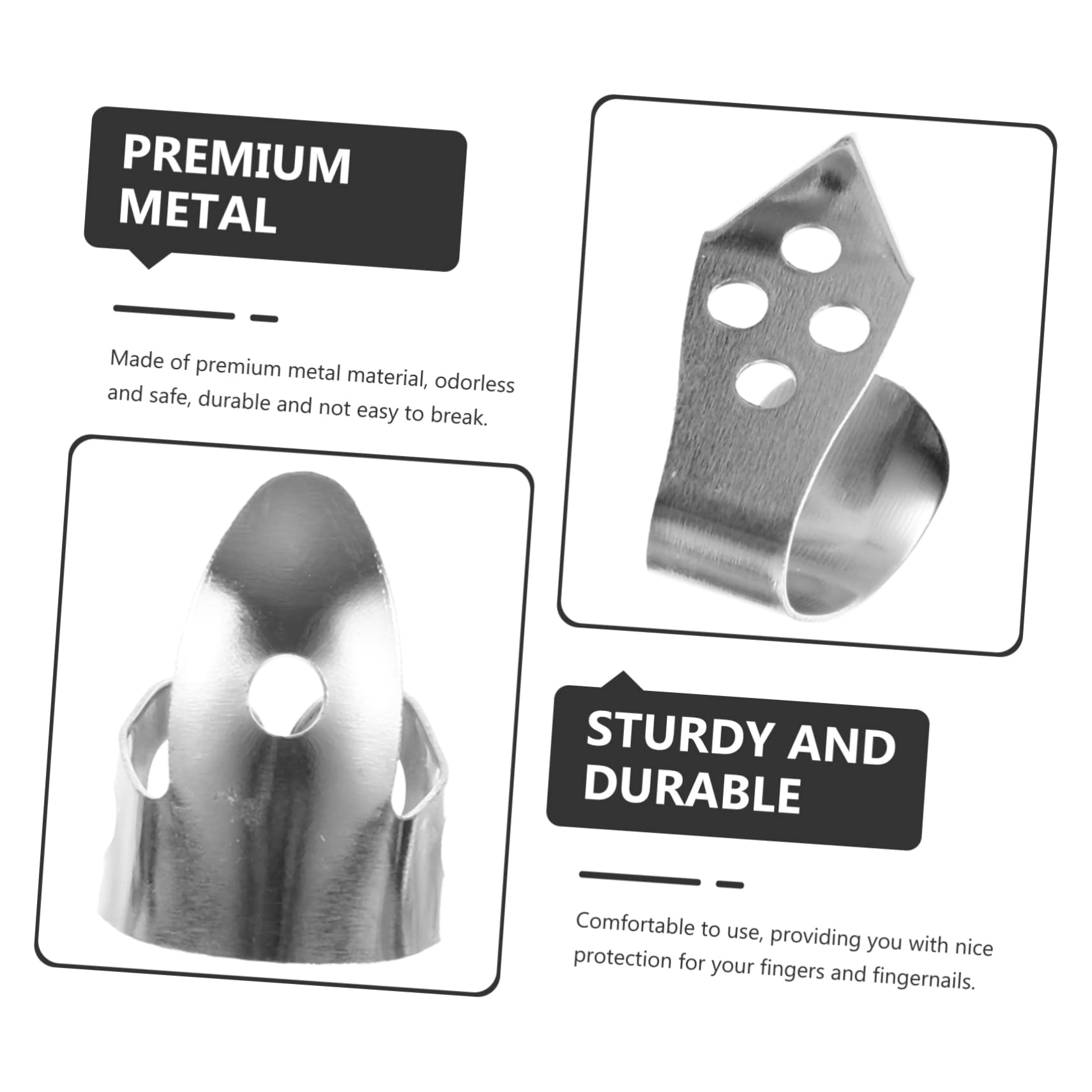 VICASKY 8juegos Púas De Metal Para Guitarra Protector De Dedos Accesorios Para Guitarristas Púas Para Dedo Índice Color Plateado Para Guitarra y Eléctrica
