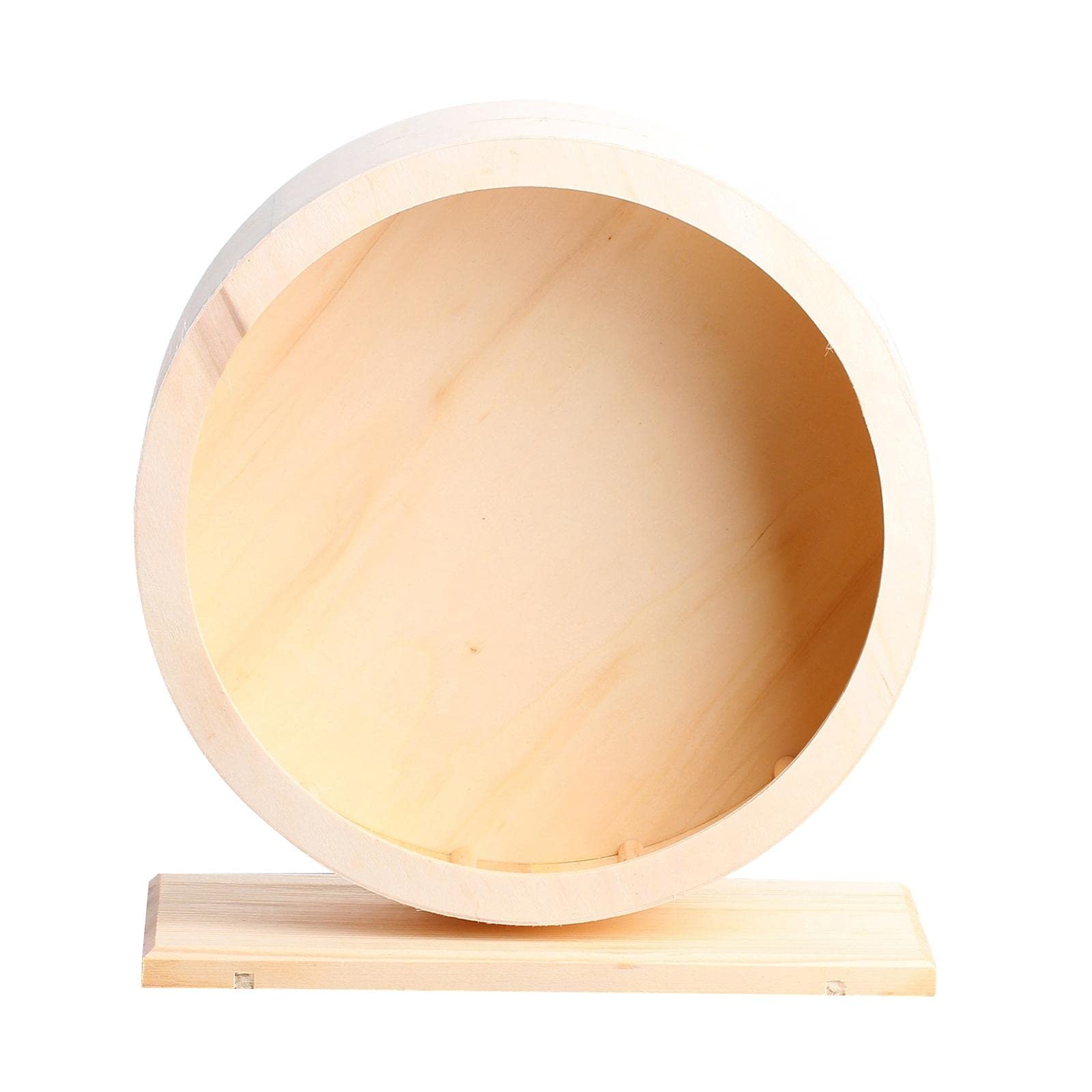 UJEAVETTE Small Pet Wooden Smooth Runing Exercise Wheel with Stand Mice Hamsters Toy M