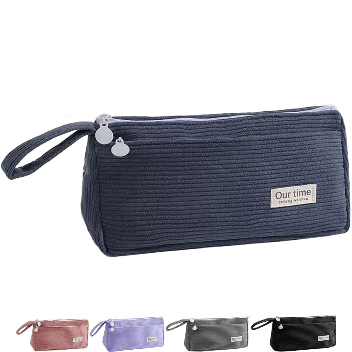 Zloptuoe Federmäppchen Mäppchen Cord-Stoff Blau, Federtasche Mädchen für Teenager Schülerin