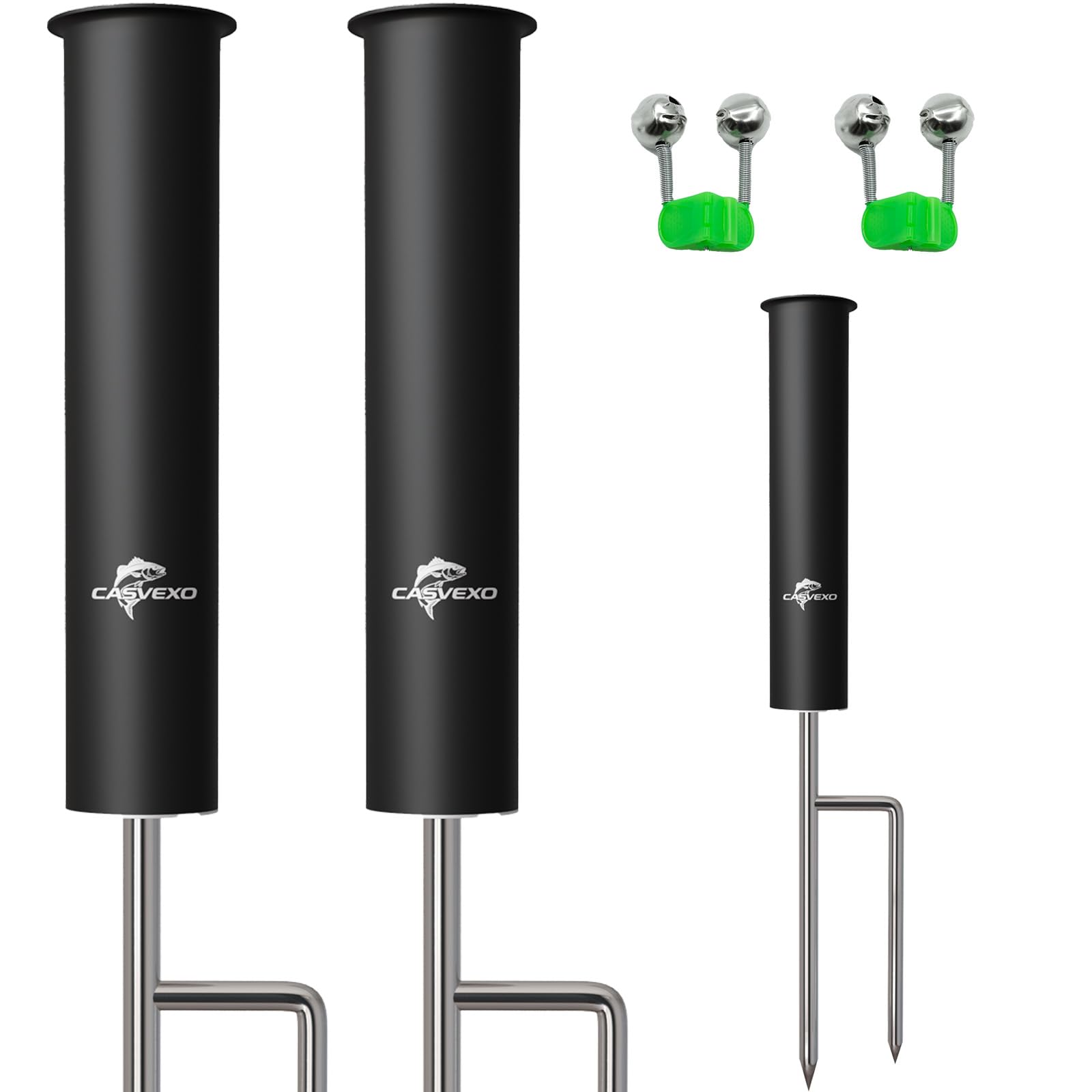 Paquete de 2/4 soportes mejorados para caña de pescar, soporte de caña de pescar de aluminio para tierra, soportes de caña para pesca de banco, campanas de alarma gratis