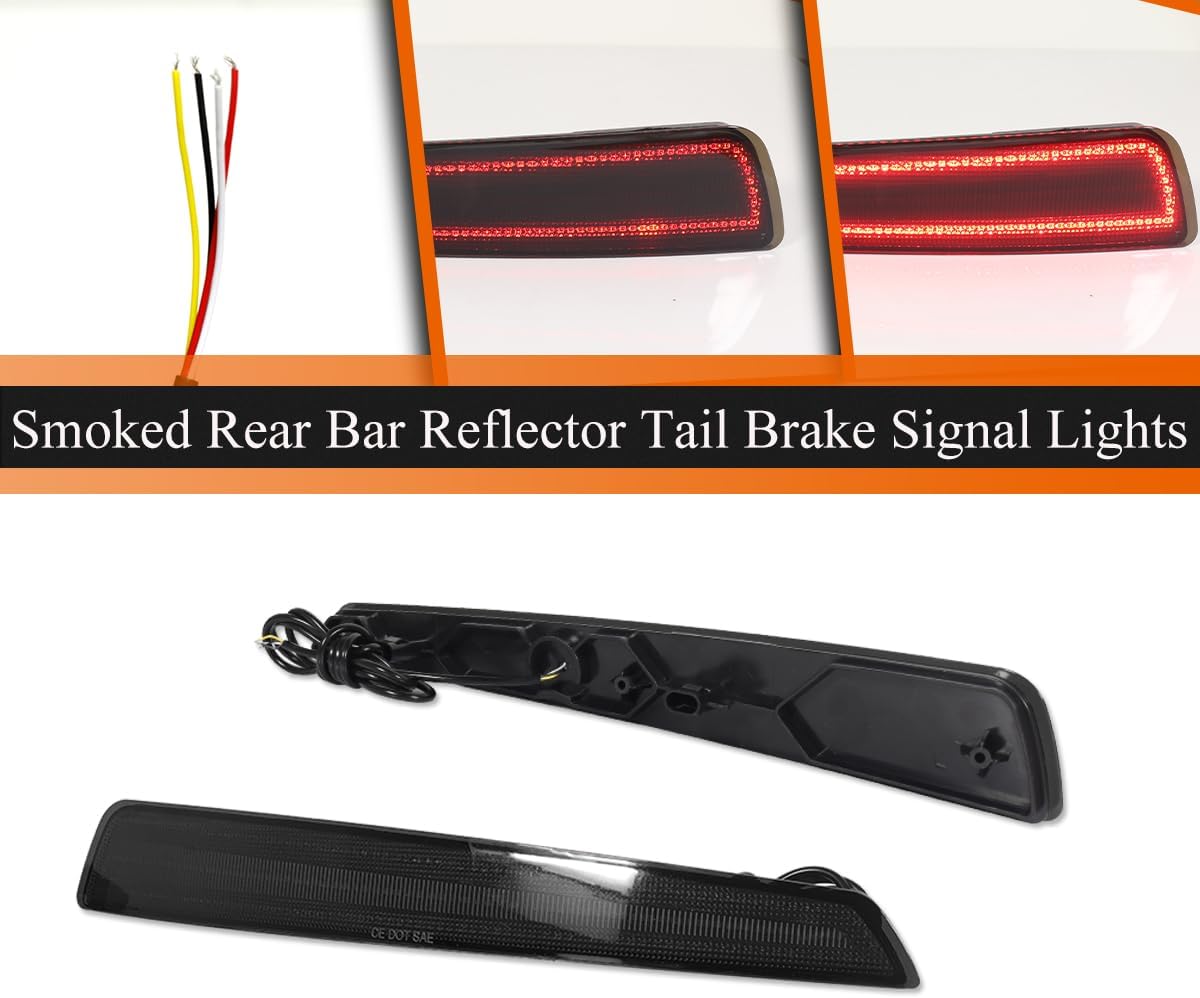 ADIIL Smoked Rear Bumper LED Bar Reflector Tail Brake Signal Lights For 2009 2010 2011 Acura TL
