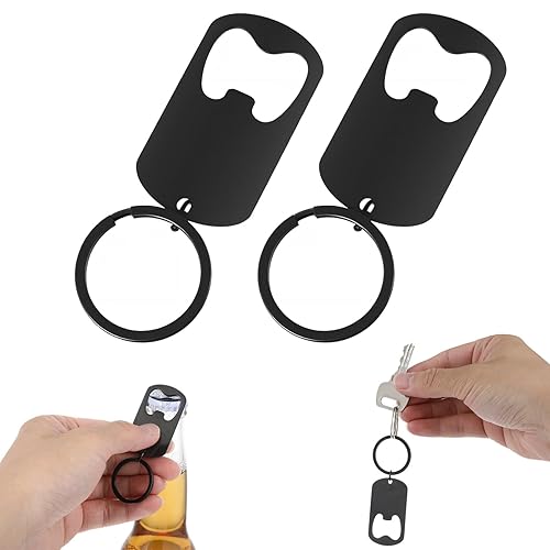 2Pcs Flat Bottle Opener Keychain Beer Bottle Opener Bartender Small