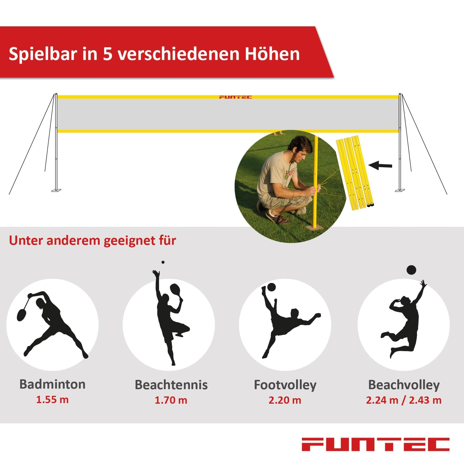 Funtec Fun Sports Set - Beachvolleyball- und Multisport-Set