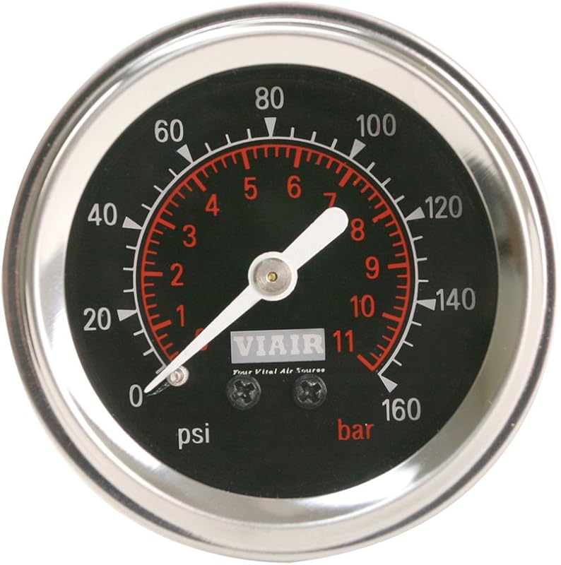 Manômetro iluminado VIAIR 90088 com mostrador preto, 2" e 160 PSI (11 bar) – 1 unidade