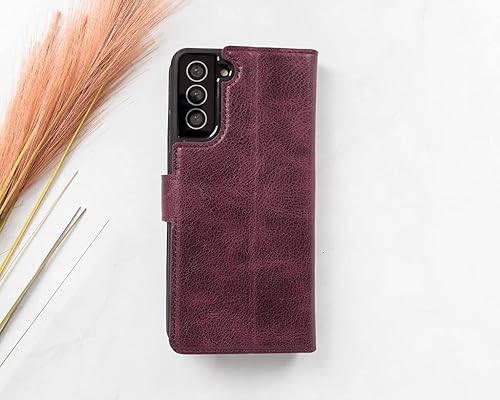 Miniatura 4 de Premium Samsung Galaxy Wallet Case, Handmade Genuine Leather, Detachable Magnetic Flip Cover with Card Holders, Customizable, Horizontal Kickstand
