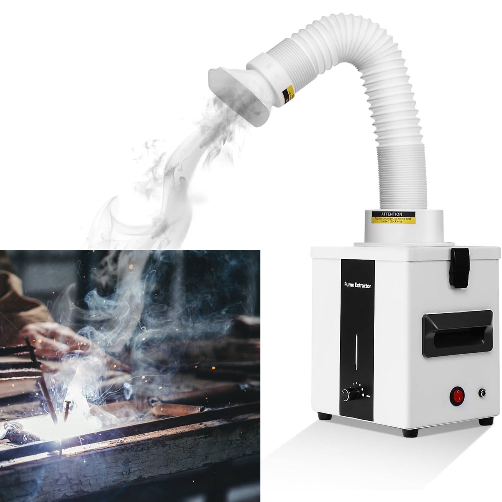 Geluidsafzuiging, soldeerafzuiging, 50 W rookreiniger, lasergraveermachine, 3-traps filter, rookdemper, afzuigkap voor lasergraveermachine