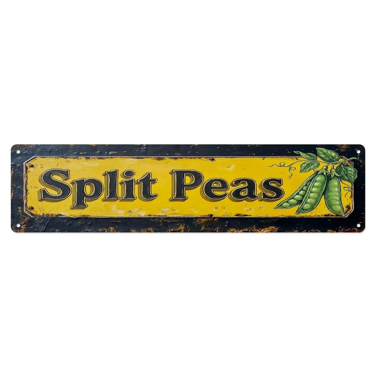 Vintage Split Peas Yellow Farmhouse Metal Tin Sign