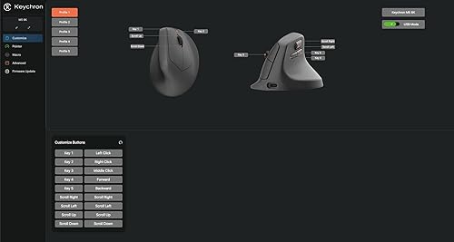 Miniatura 5 de Keychron Ratón Inalámbrico Ergonómico M5, 8000Hz Tri-Modo 2.4 GHzBluetooth 5.1Con Cable, Sensor PixArt 3950, 30000 DPI, Ergonómico Ligero con Botón