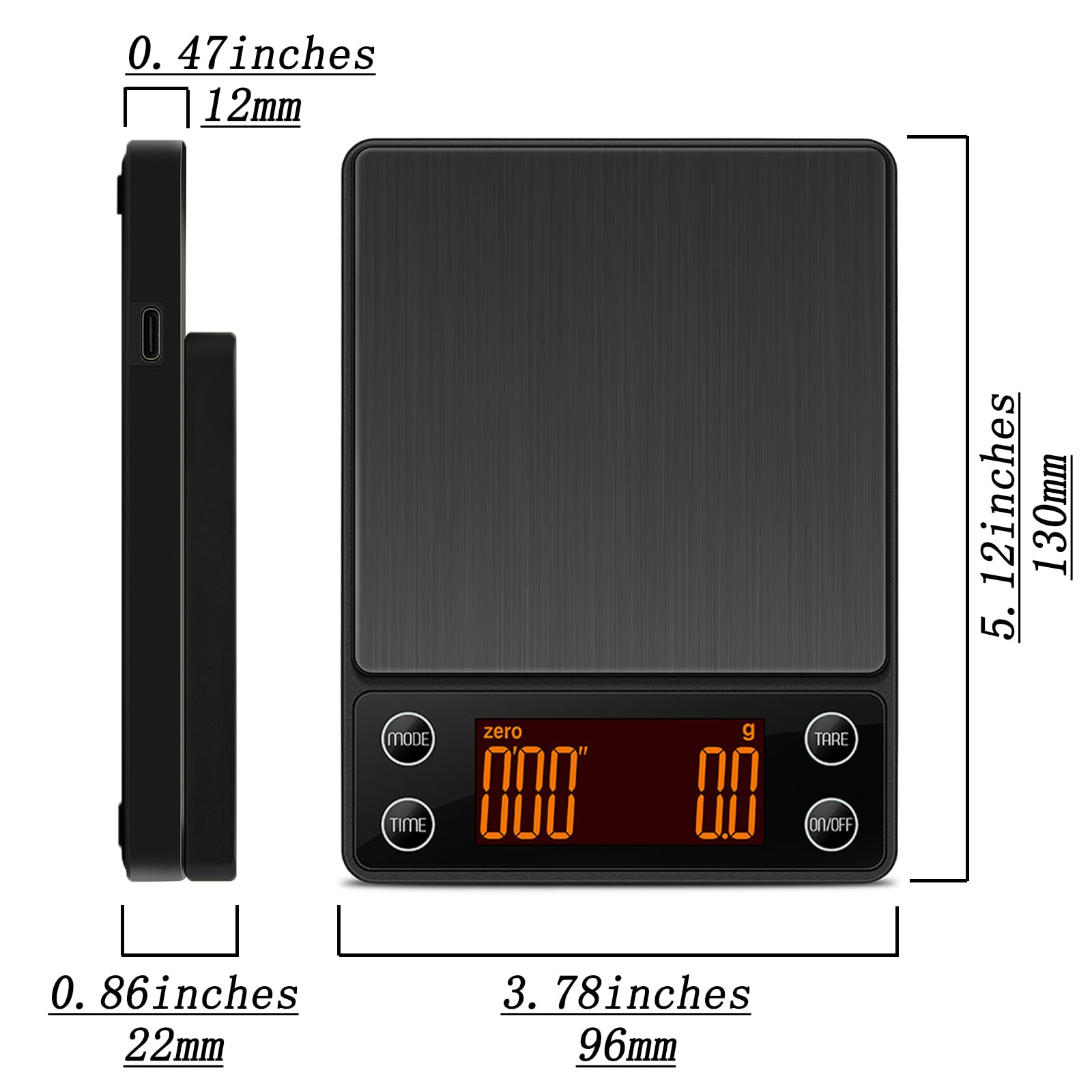 Báscula de café espresso con temporizador, precisión de 3 kg/0,1 g, báscula digital de café para verter sobre café, portátil, recargable, tara automática y flujo de agua inteligente, adecuada para