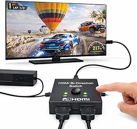 Chaveador Splitter HDMI Bidirecional, Switch Divisor 1x2 2x1, 4K Full HD, Compatível com TV, Monitor, PC, PS4, PS5, Video game, Notebook, Projetor, TV Box, Plug & Play