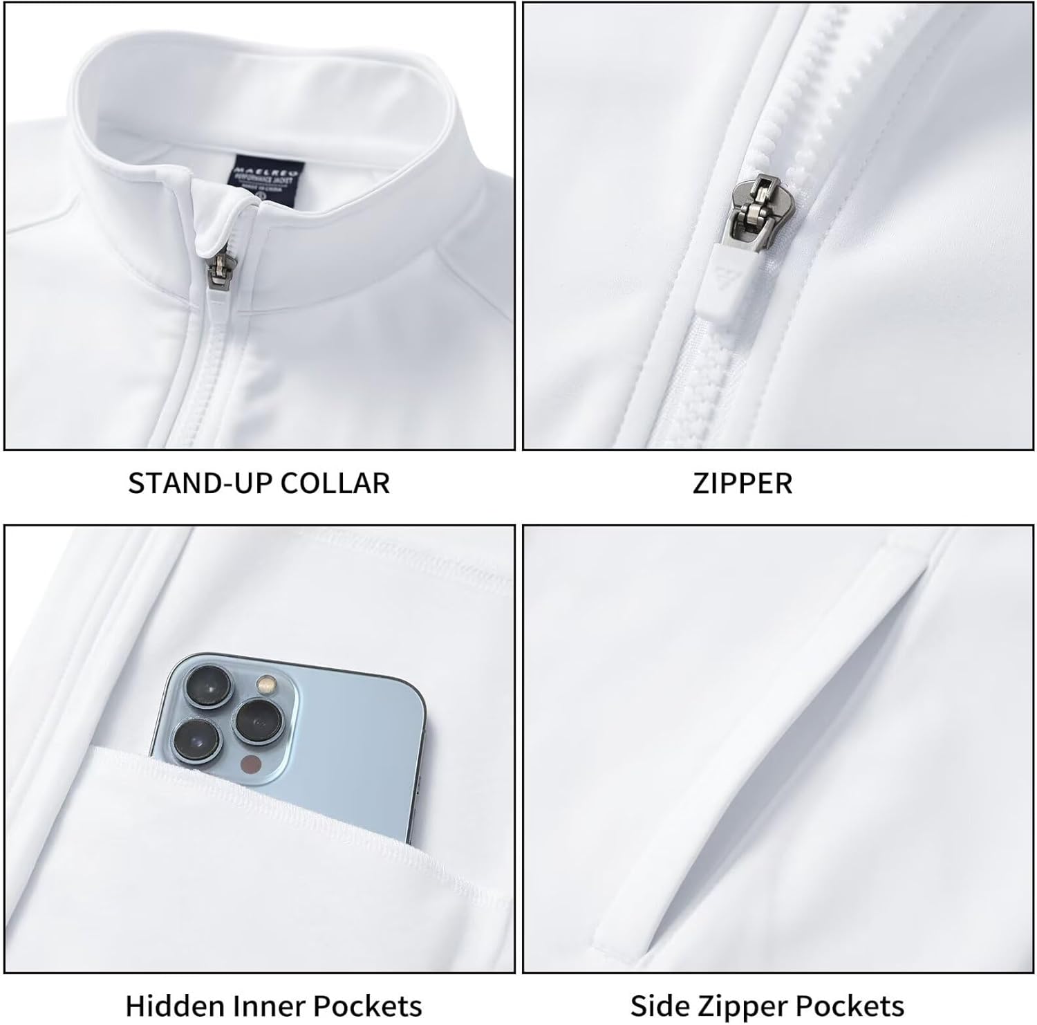 M MAELREG Fleece Lined Jacket Women Mock Neck Performance Water-Resistant Lightweight Stretch Athletic Jackets with Pockets - Image 4