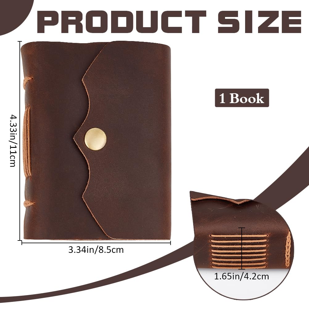 CRASPIRE Leather Journal Notebook Small 320 Blank Pages Kraft Paper Handmade Travel Vintage Daily 3.3x4.3in Lock Closure Portable Notepad for Man Women Gifts Artist Traveler Writing Drawing Coffee - Image 2