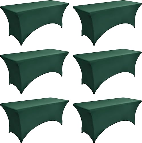 Miniatura 31 de Paquete de 2 Cubiertas de Mesa de Spandex Negro de 6 pies para Mesas Plegables Rectangulares Estándar - Manteles Elásticos Resistentes a las Arrugas