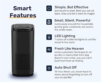 Pet Air Purifier, with True HEPA 3-in-1 Filters, Pet Air Purifiers for Home Cat Pee Smell, Covers Up to 990 Ft2, Quiet 360 intake Air Cleaner for Dust Smoke Odor Dander (Black)