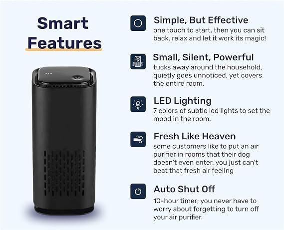 Pet Air Purifier, with True HEPA 3-in-1 Filters, Pet Air Purifiers for Home Cat Pee Smell, Covers Up to 990 Ft2, Quiet 360 intake Air Cleaner for Dust Smoke Odor Dander (Black)