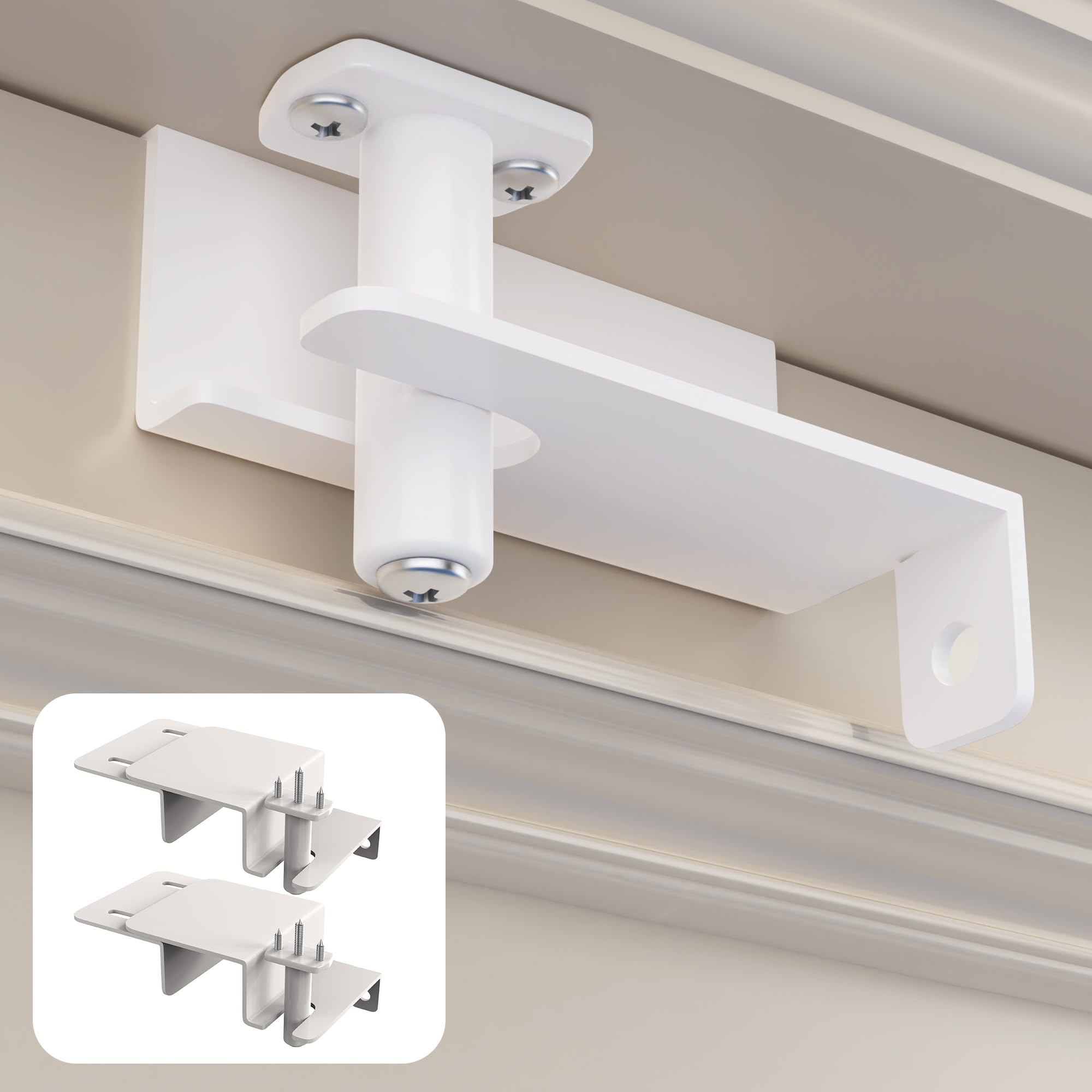 Photo 1 of 2 Pcs Adjustable Child Safety Door Top Lock, Child Safety Top Lock For Door, Metal Top Of Door Locks For Kids Safety, Door Top Lock For Interior Exterior French Door For Childproofing White