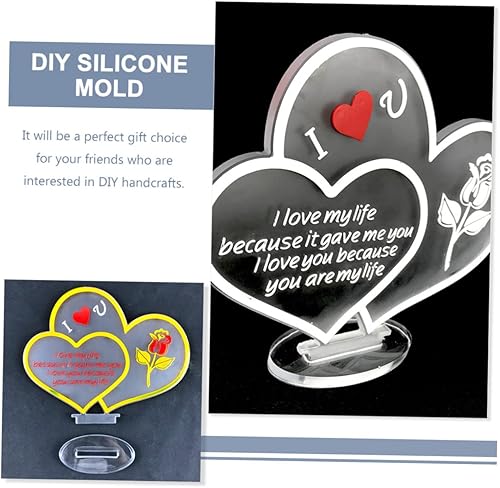 Miniatura 7 de EXCEART 2 juegos de moldes para colgantes de amor, moldes de vela de cristal, decoración de corazón, molde de silicona para el día de la madre,