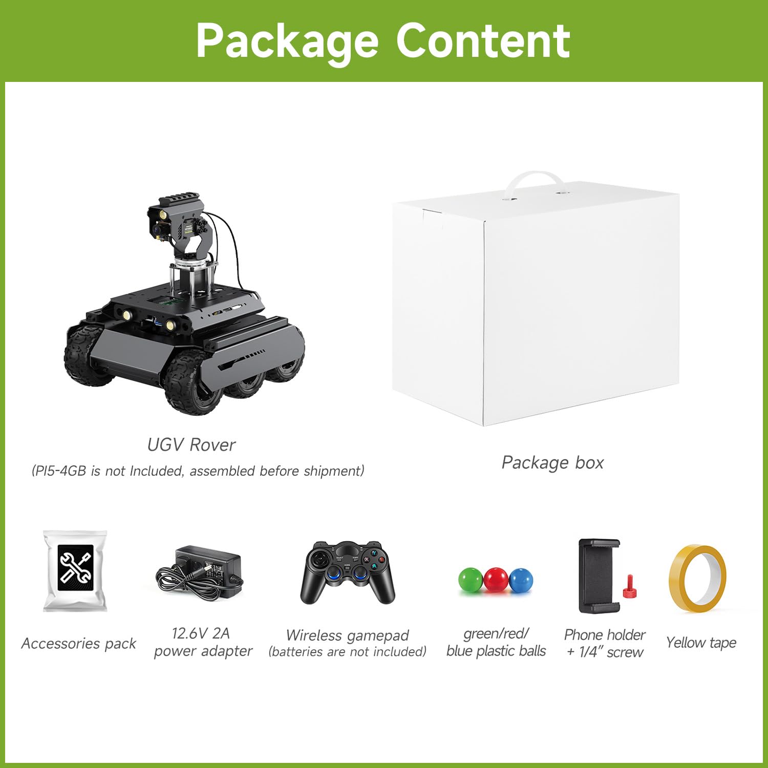 Waveshare UGV Rover Open-Source 6 Wheels 4WD AI Robot Compatible with Raspberry Pi 5 Dual Controllers Pan-Tilt Module