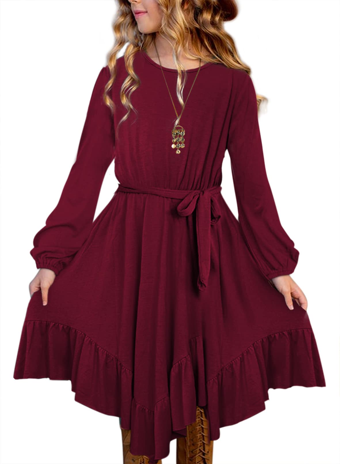 blibean Tween Girl Fashion Swing Dress Boho A-line Dresses 4-13 Years