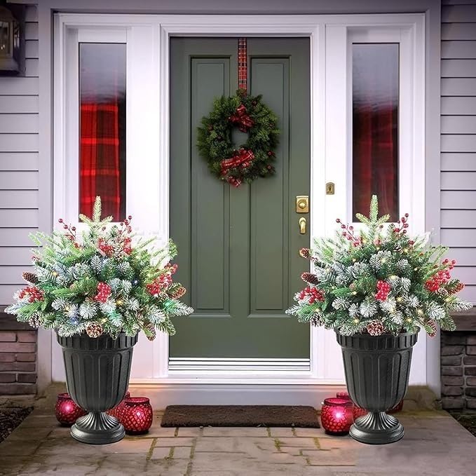 Adornos Navideños For Macetas, Rellenos For De Exterior | Relleno For Urna Árbol con Trípode, Pinos - Más Información(C,4pc)