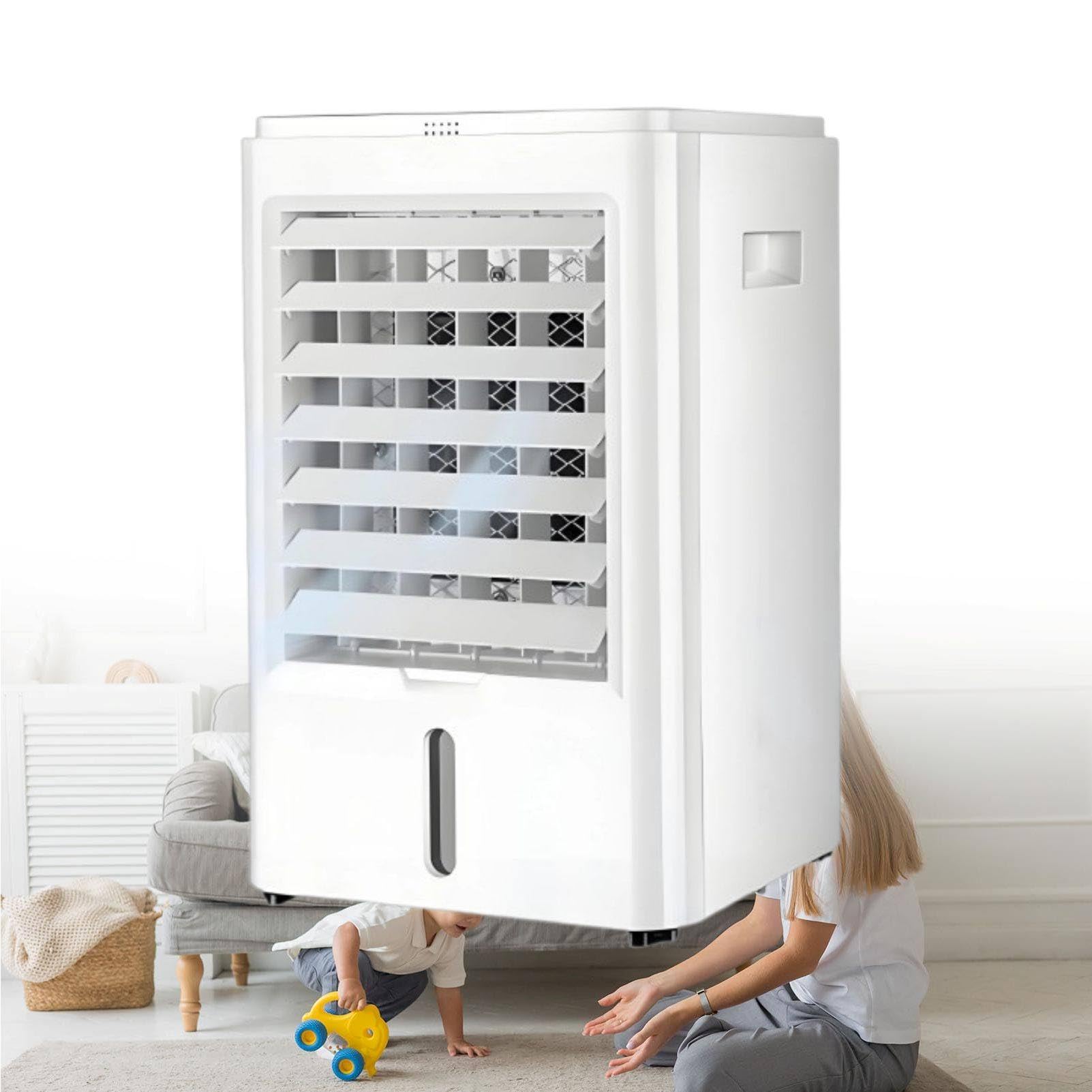 MhWrughts 4-in-1 Portable Air Cooler, 12V/24V Mini Evaporative Air Conditioner with Quick Cooling and Remote Control for Truck Cab, RV, Office and Home car-12V