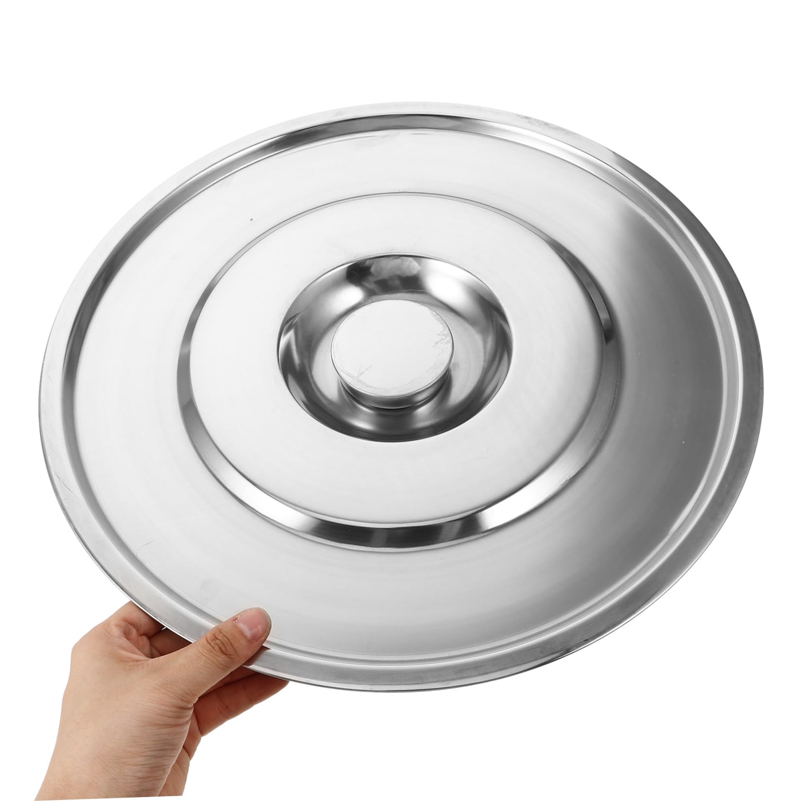 2 Pezzi Coperchio per Pentola in Acciaio Inossidabile Spesso con Manico, Resistente e Facile da Pulire, per Cucine Commerciali e Domestiche, Colore Argento