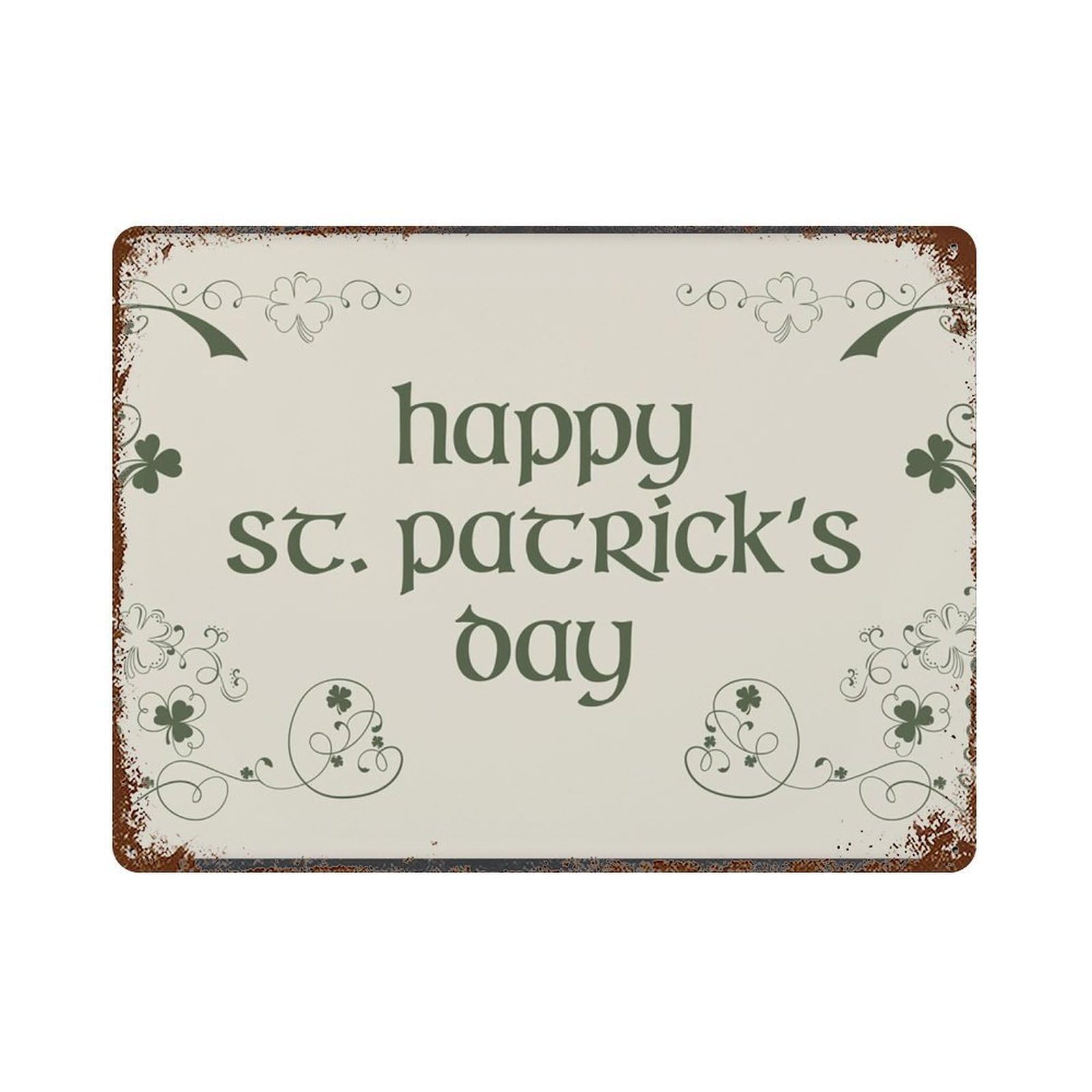 xiaoxiaoshen Joyful St. Patrick's Day Retro Shamrock Border, Nostalgic Irish Festival Quotes Wall Decor Art Metal Tin Poster Modern Home Decor Art Home Bar Shop Decorations Vintage Sign 30x40cm